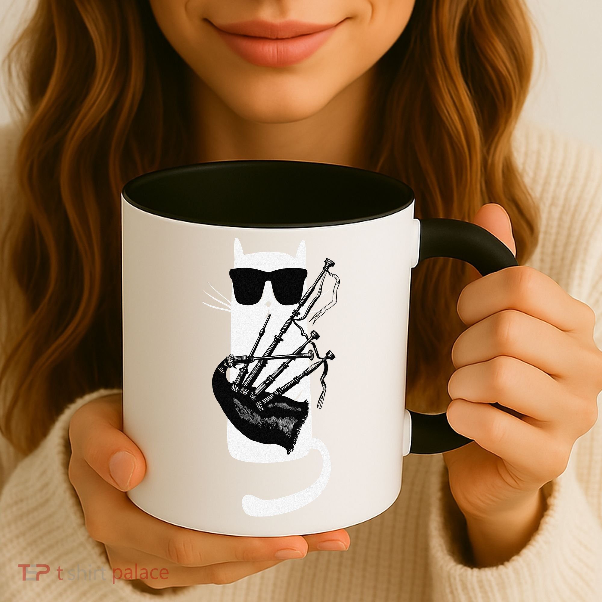Funny Cat Wearing Sunglasses Playing Bagpipes Coffee Mug