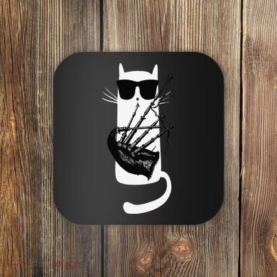 Funny Cat Wearing Sunglasses Playing Bagpipes Coaster