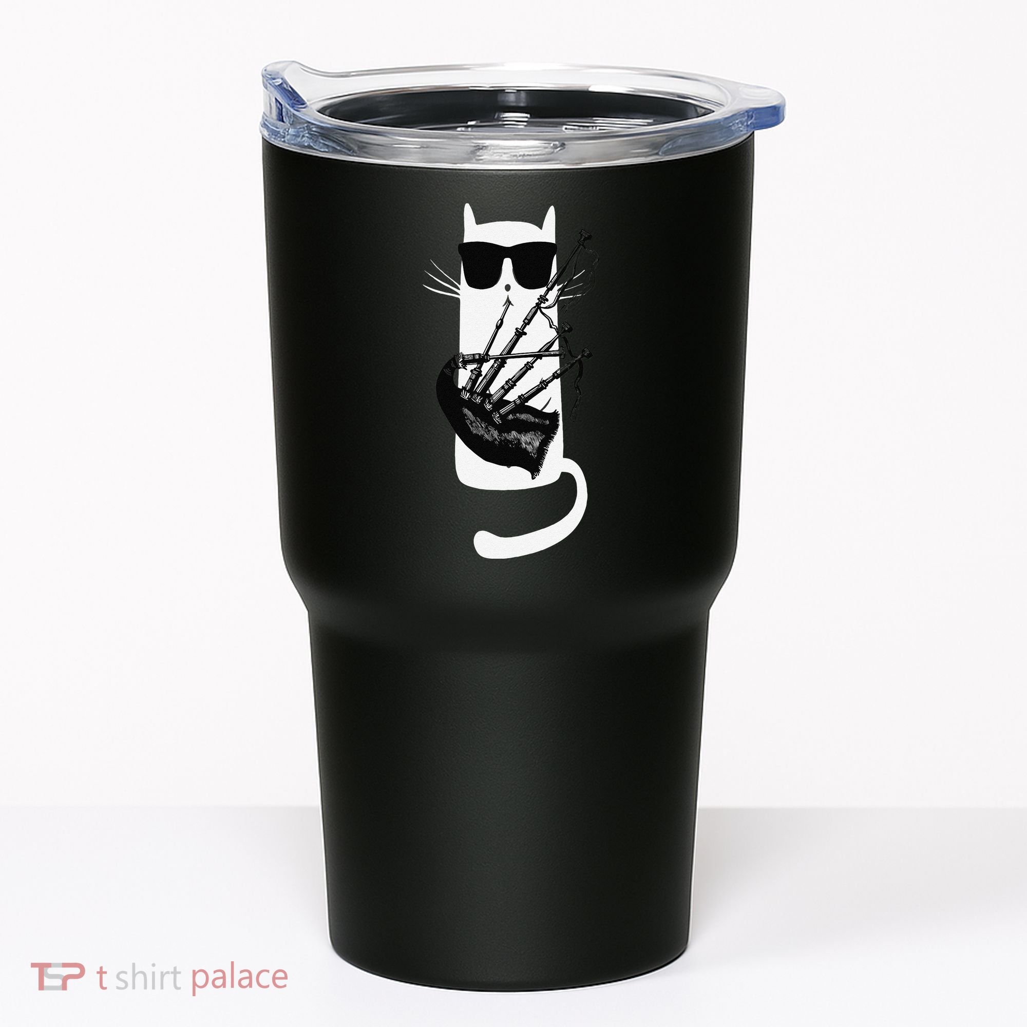Funny Cat Wearing Sunglasses Playing Bagpipes Tumbler