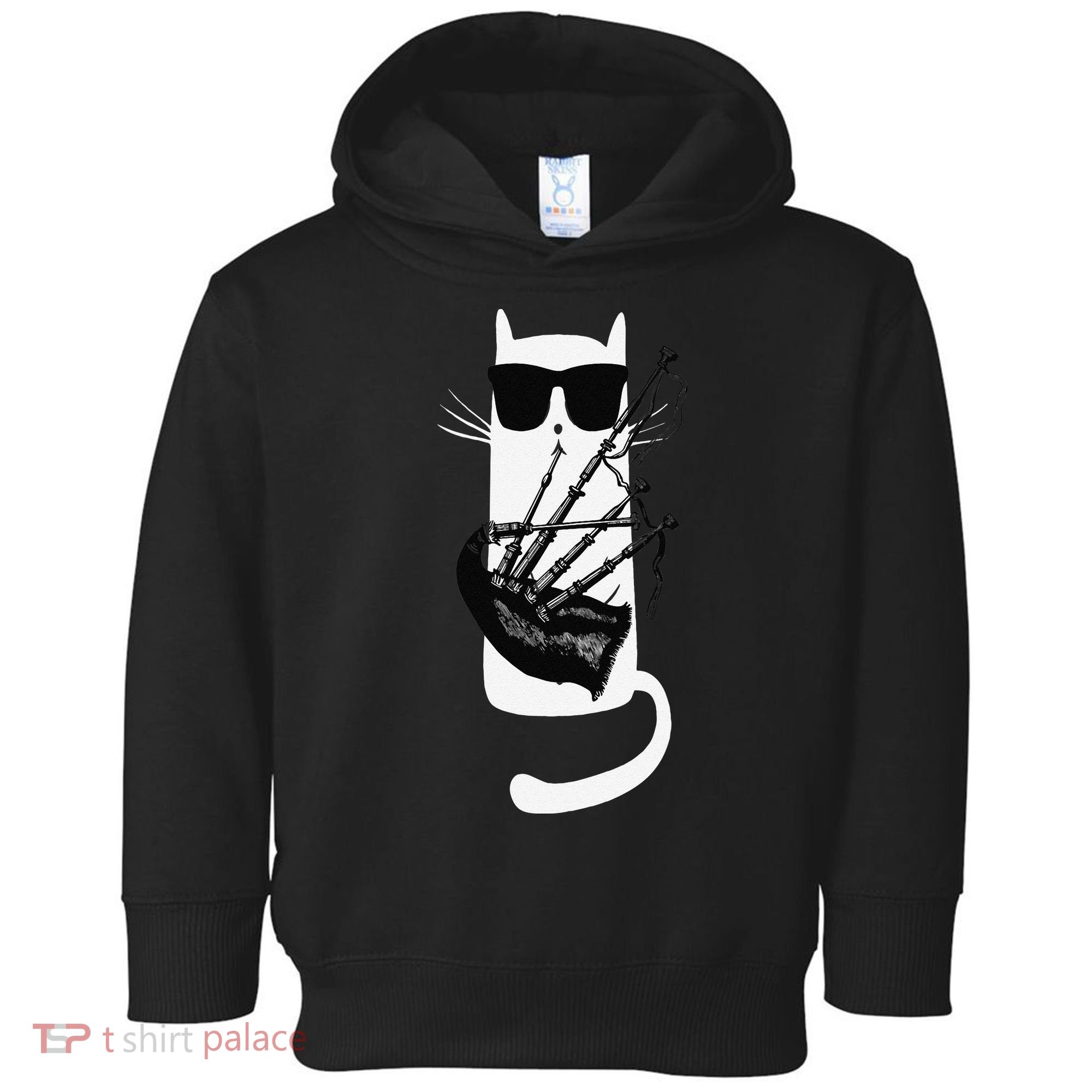 Funny Cat Wearing Sunglasses Playing Bagpipes Toddler Hoodie