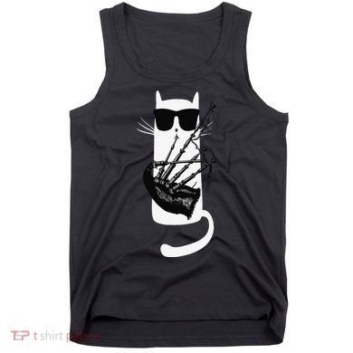 Funny Cat Wearing Sunglasses Playing Bagpipes Tank Top