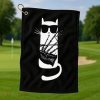 Funny Cat Wearing Sunglasses Playing Bagpipes Golf Towel thumb 1