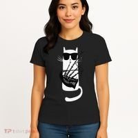 Funny Cat Wearing Sunglasses Playing Bagpipes Women's T-Shirt thumb 4