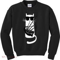Funny Cat Wearing Sunglasses Playing Bagpipes Kids Sweatshirt thumb 0
