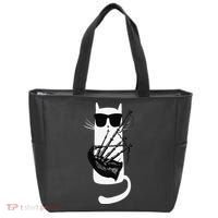 Funny Cat Wearing Sunglasses Playing Bagpipes Tote Bag thumb 0