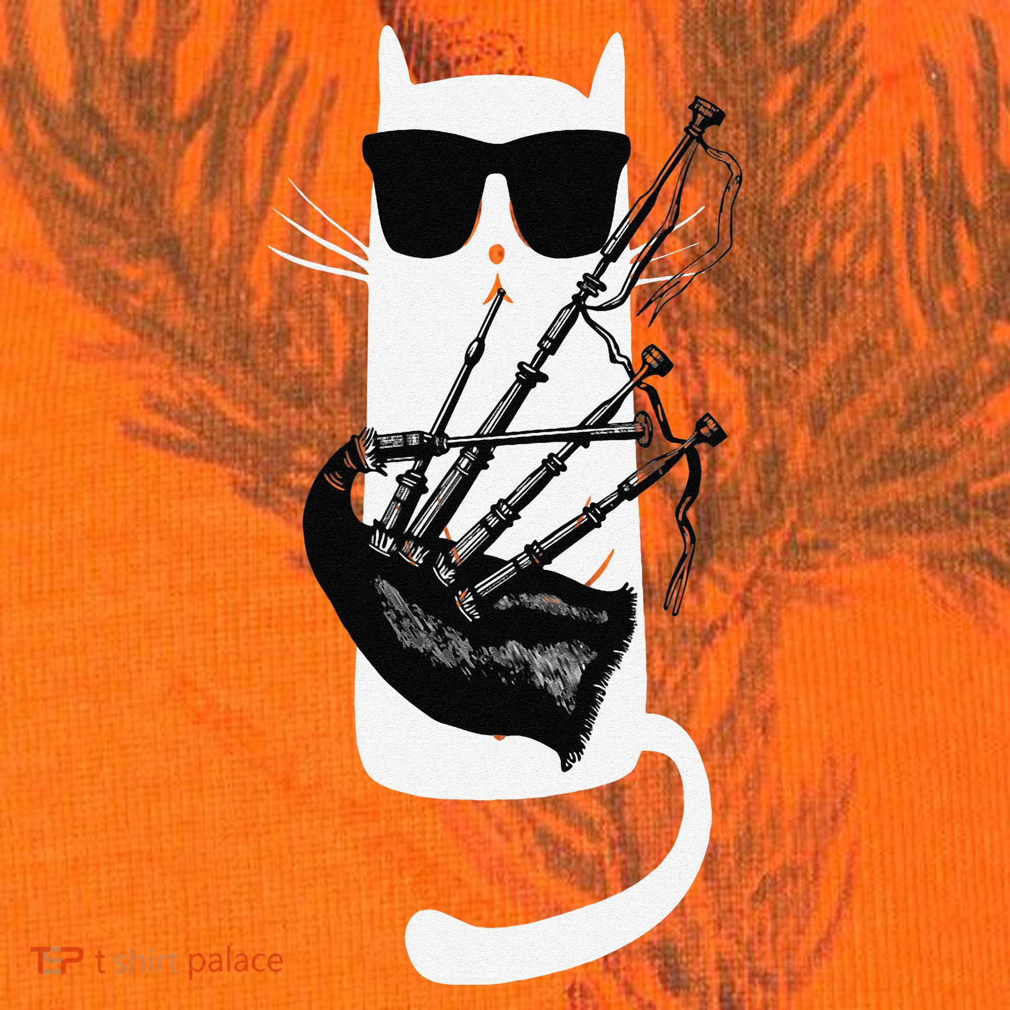 Funny Cat Wearing Sunglasses Playing Bagpipes Kati Licensed 12" Camo Cuffed Beanie