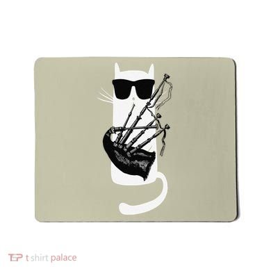 Funny Cat Wearing Sunglasses Playing Bagpipes Mousepad