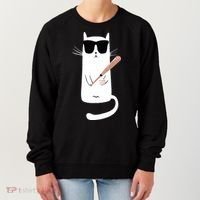 Funny Cat Wearing Sunglasses Playing Baseball Women's Sweatshirt thumb 0