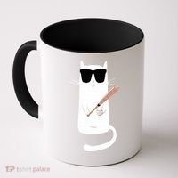 Funny Cat Wearing Sunglasses Playing Baseball Coffee Mug thumb 0