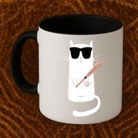 Funny Cat Wearing Sunglasses Playing Baseball Coffee Mug thumb 2