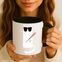 Funny Cat Wearing Sunglasses Playing Baseball Coffee Mug thumb 3