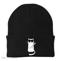 Funny Cat Wearing Sunglasses Playing Baseball Beanie thumb 0