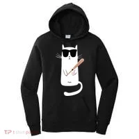 Funny Cat Wearing Sunglasses Playing Baseball Women's Hoodie thumb 0
