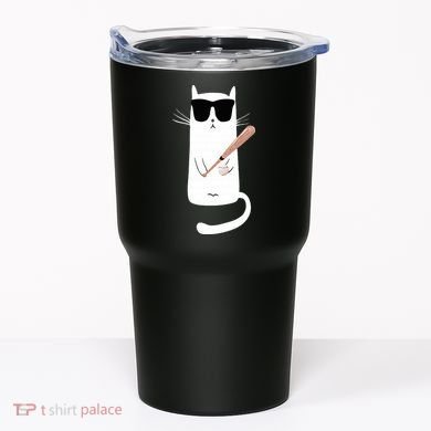 Funny Cat Wearing Sunglasses Playing Baseball Tumbler