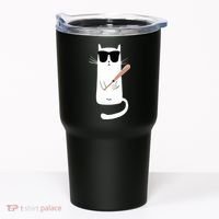 Funny Cat Wearing Sunglasses Playing Baseball Tumbler thumb 0