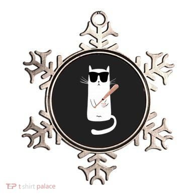 Funny Cat Wearing Sunglasses Playing Baseball Ornament