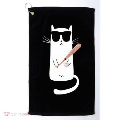 Funny Cat Wearing Sunglasses Playing Baseball Golf Towel