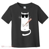 Funny Cat Wearing Sunglasses Playing Baseball Toddler T-Shirt thumb 0