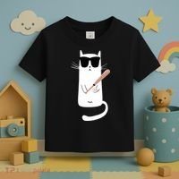 Funny Cat Wearing Sunglasses Playing Baseball Toddler T-Shirt thumb 3