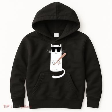 Funny Cat Wearing Sunglasses Playing Baseball Kids Hoodie