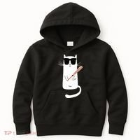 Funny Cat Wearing Sunglasses Playing Baseball Kids Hoodie thumb 0