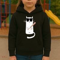 Funny Cat Wearing Sunglasses Playing Baseball Kids Hoodie thumb 3