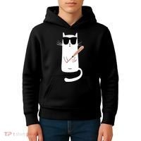 Funny Cat Wearing Sunglasses Playing Baseball Kids Hoodie thumb 4