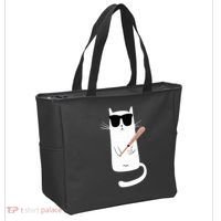 Funny Cat Wearing Sunglasses Playing Baseball Tote Bag thumb 2