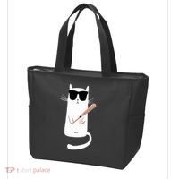 Funny Cat Wearing Sunglasses Playing Baseball Tote Bag thumb 3