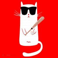 Funny Cat Wearing Sunglasses Playing Baseball Santa Hat thumb 1