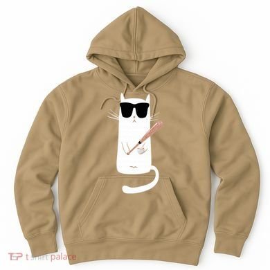 Funny Cat Wearing Sunglasses Playing Baseball Hoodie