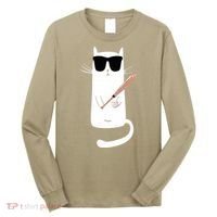 Funny Cat Wearing Sunglasses Playing Baseball Long Sleeve Shirt thumb 0