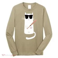 Funny Cat Wearing Sunglasses Playing Baseball Long Sleeve Shirt thumb 0