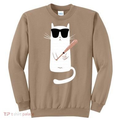 Funny Cat Wearing Sunglasses Playing Baseball Sweatshirt
