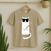 Funny Cat Wearing Sunglasses Playing Baseball T-Shirt thumb 2