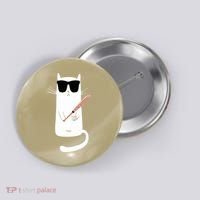 Funny Cat Wearing Sunglasses Playing Baseball Button thumb 0