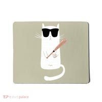 Funny Cat Wearing Sunglasses Playing Baseball Mousepad thumb 0