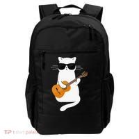 Funny Cat Wearing Sunglasses Playing Electric Guitar Backpack thumb 0