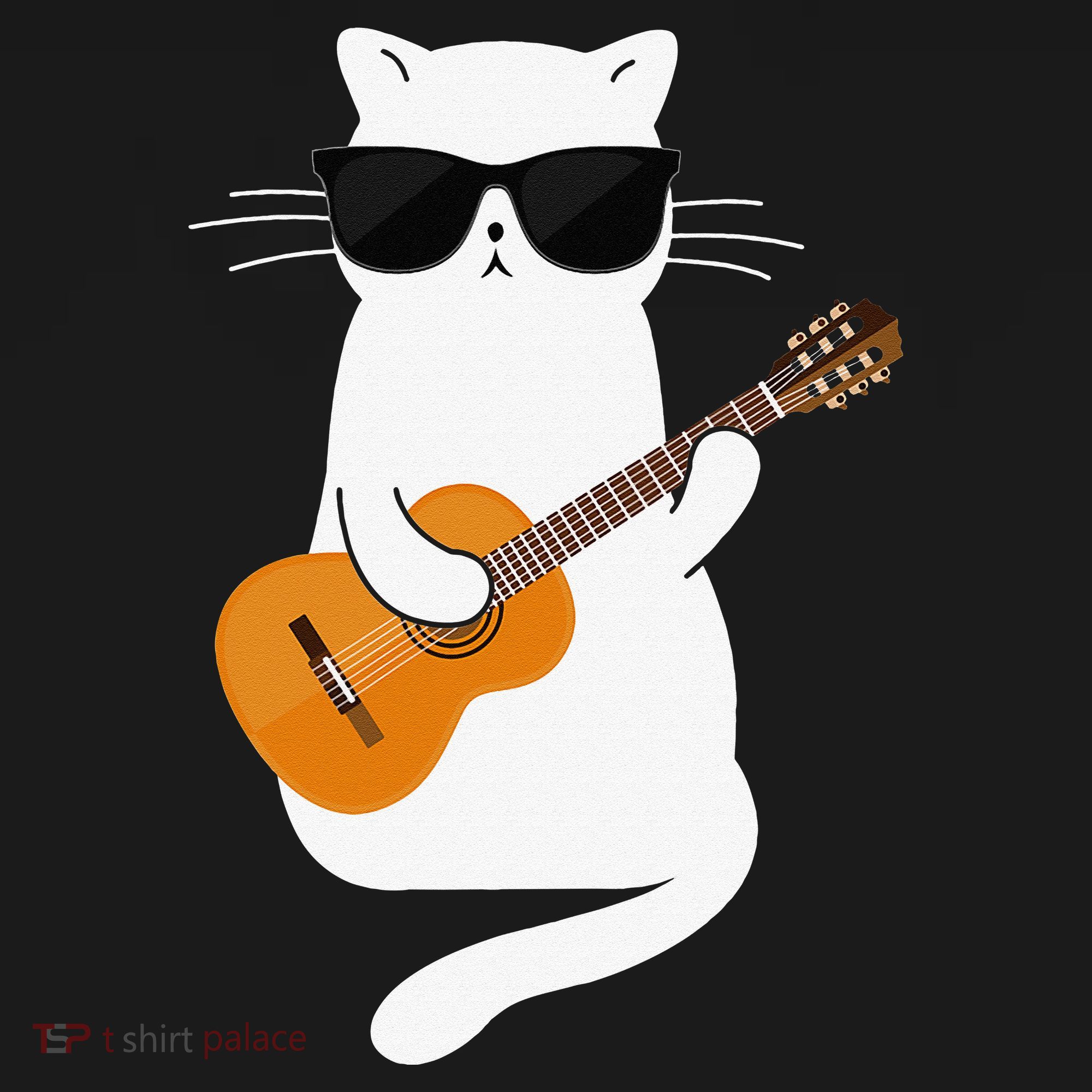 Funny Cat Wearing Sunglasses Playing Electric Guitar Ornament