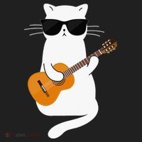 Funny Cat Wearing Sunglasses Playing Electric Guitar Hat thumb 2