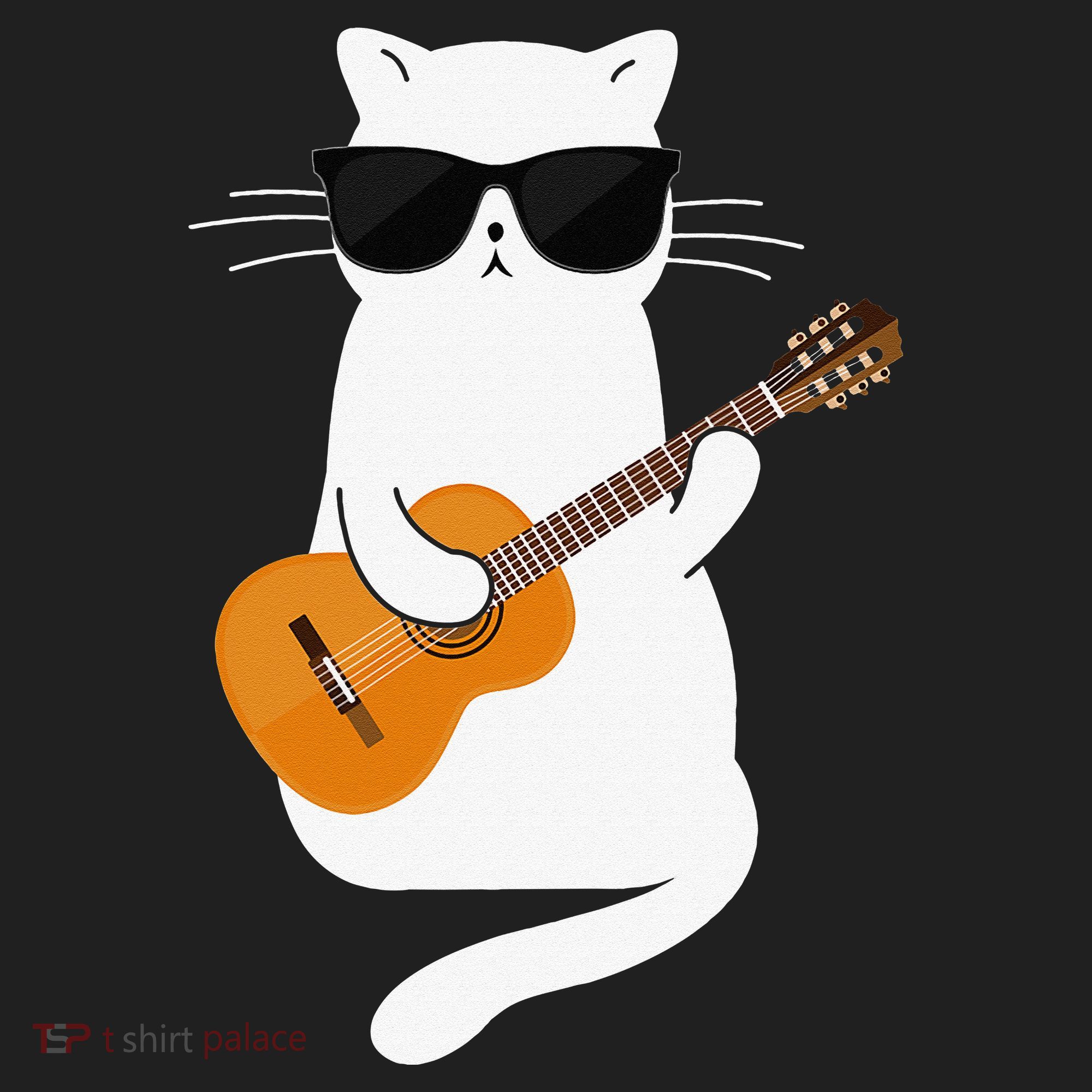 Funny Cat Wearing Sunglasses Playing Electric Guitar Hat