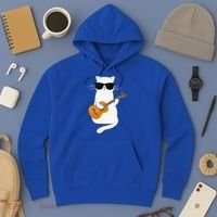 Funny Cat Wearing Sunglasses Playing Electric Guitar Hoodie thumb 3