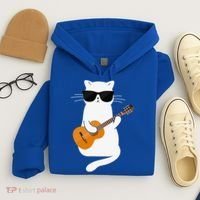 Funny Cat Wearing Sunglasses Playing Electric Guitar Hoodie thumb 4