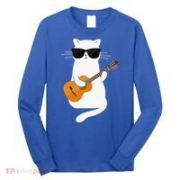 Funny Cat Wearing Sunglasses Playing Electric Guitar Long Sleeve Shirt thumb 0