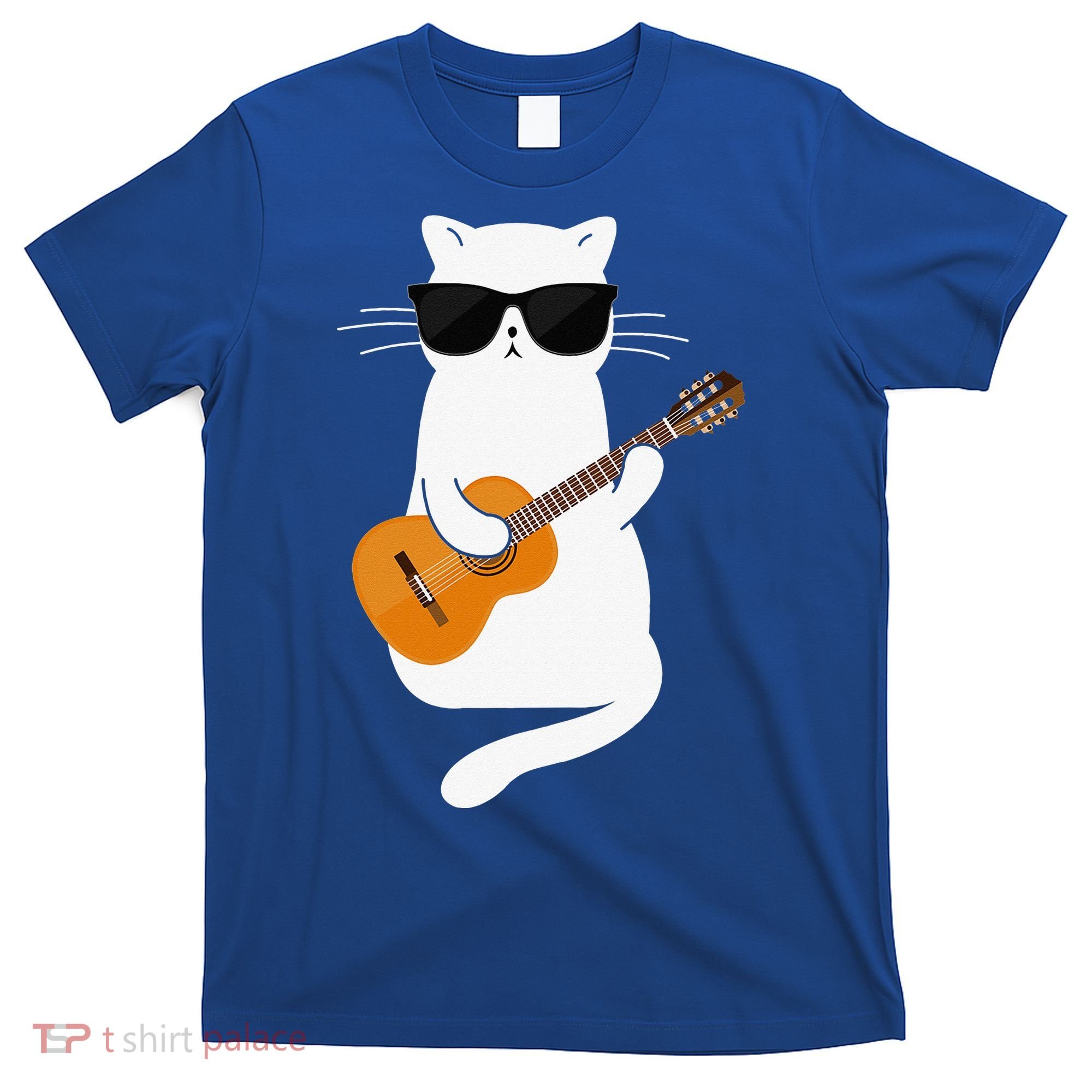 Funny Cat Wearing Sunglasses Playing Electric Guitar T-Shirt