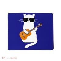 Funny Cat Wearing Sunglasses Playing Electric Guitar Mousepad thumb 0
