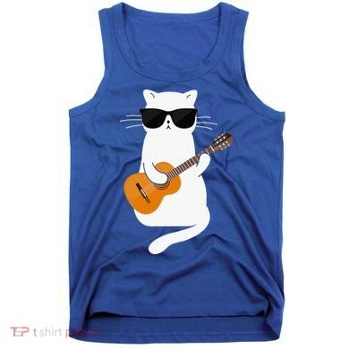 Funny Cat Wearing Sunglasses Playing Electric Guitar Tank Top