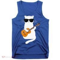 Funny Cat Wearing Sunglasses Playing Electric Guitar Tank Top thumb 0