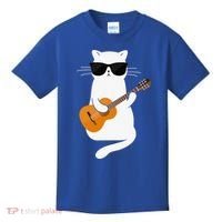Funny Cat Wearing Sunglasses Playing Electric Guitar Kids T-Shirt thumb 0