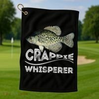 Funny Crappie Whisperer Fishing Black Crappie Lake Fish Gift Golf Towel thumb 1
